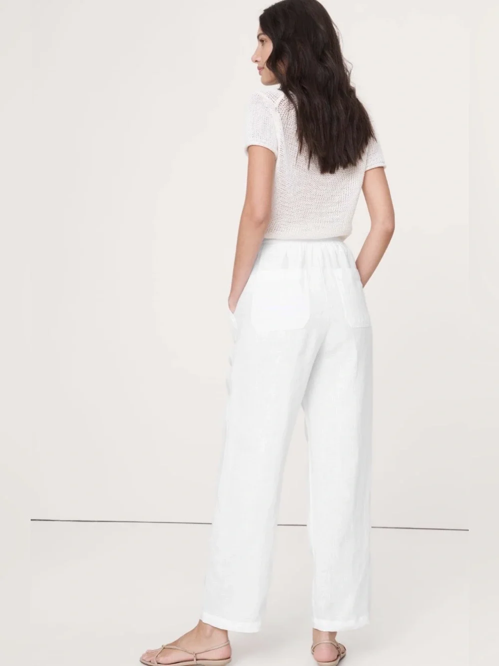 NWT-Banana Republic Getaway Straight Leg Pull On Linen Pant, Medium